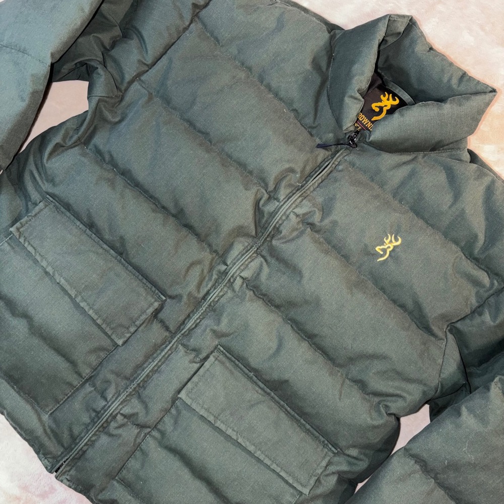 Browning Kids XL Green Goose Down Puffer Jacket Coat Buckmark 304-76540